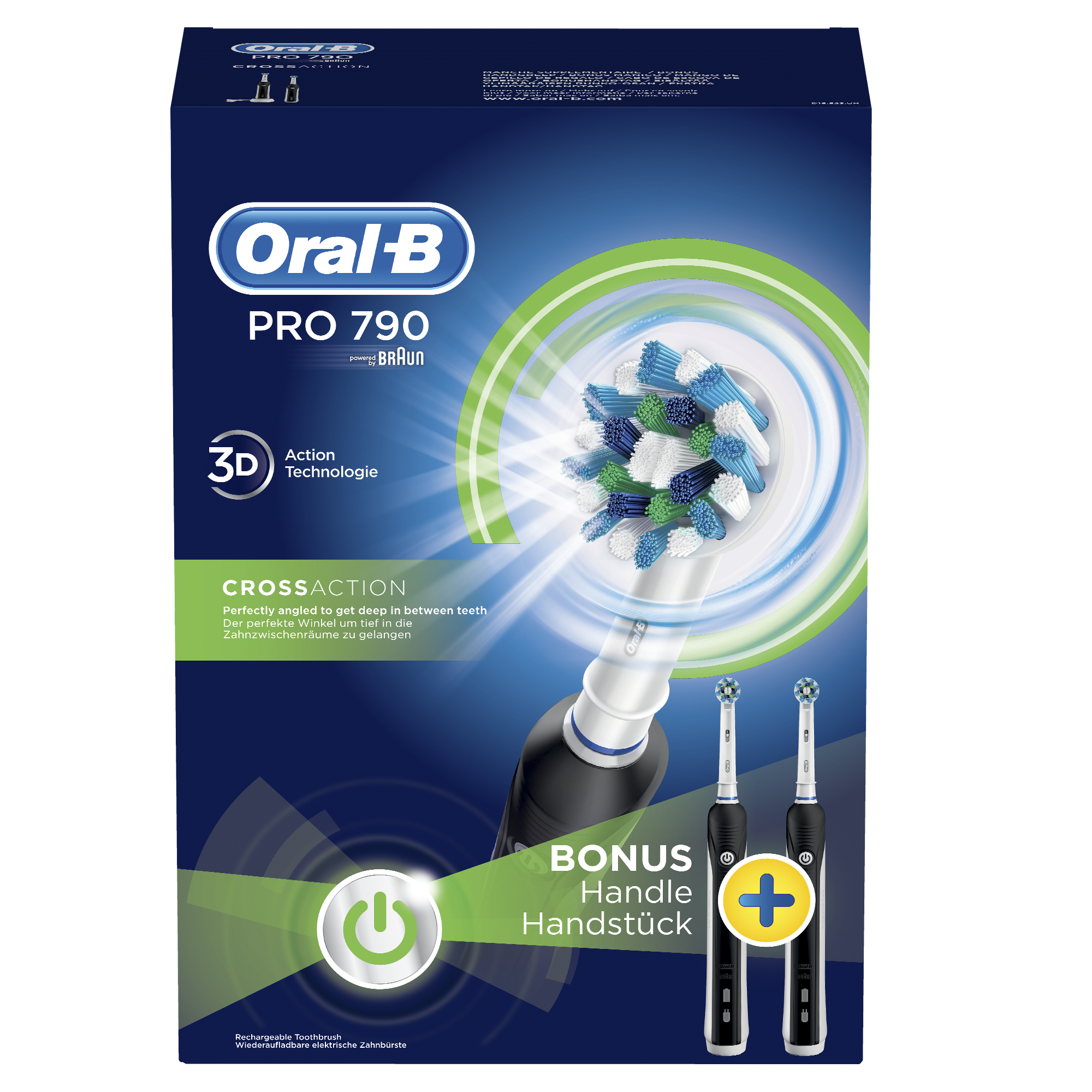ORAL B Brosse à dents électrique PRO 790 (PRO 790 CA BLACK + BONUS HANDLE)