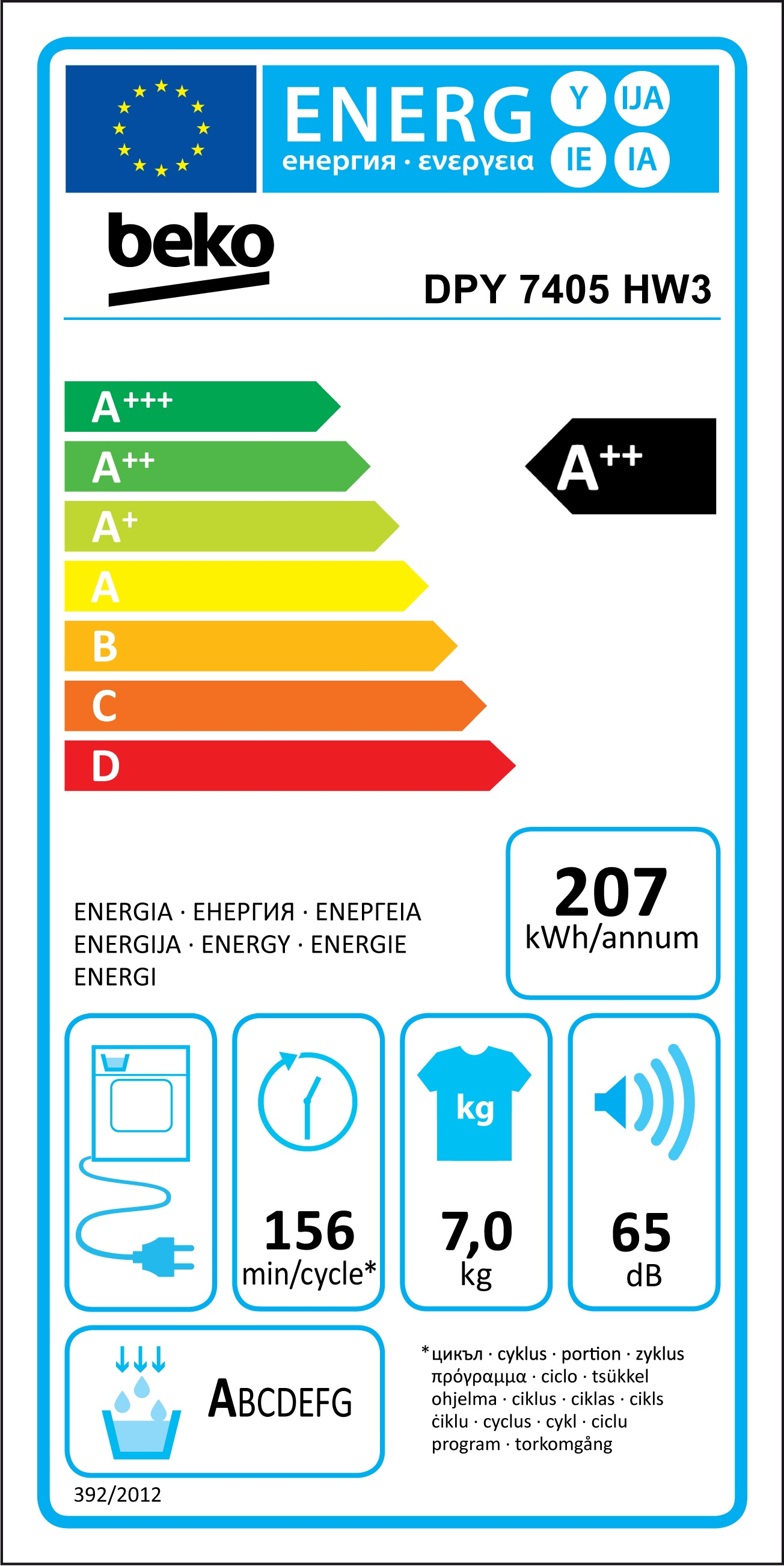 BEKO DPY-7405 XHW3 kondenzációs szárítógép