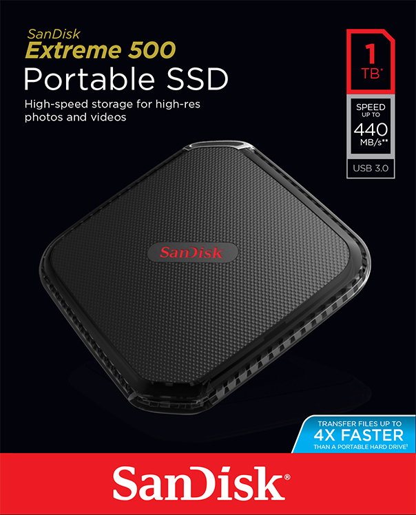 SSD, EXTREME Zoll, 1 TB SANDISK 500 extern, 2,5 Festplatte, Schwarz