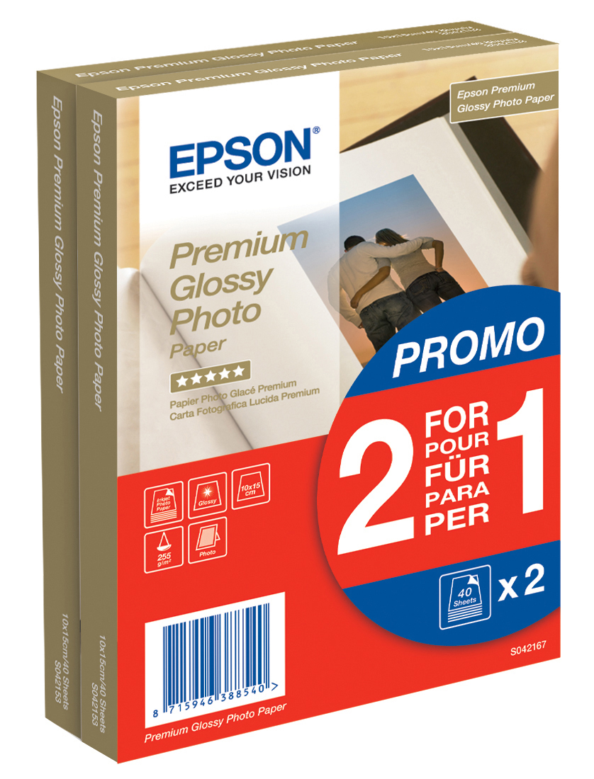 EPSON C13S042167 glänzendes Premium Blatt 80 Fotopapier 10 x cm A4 15