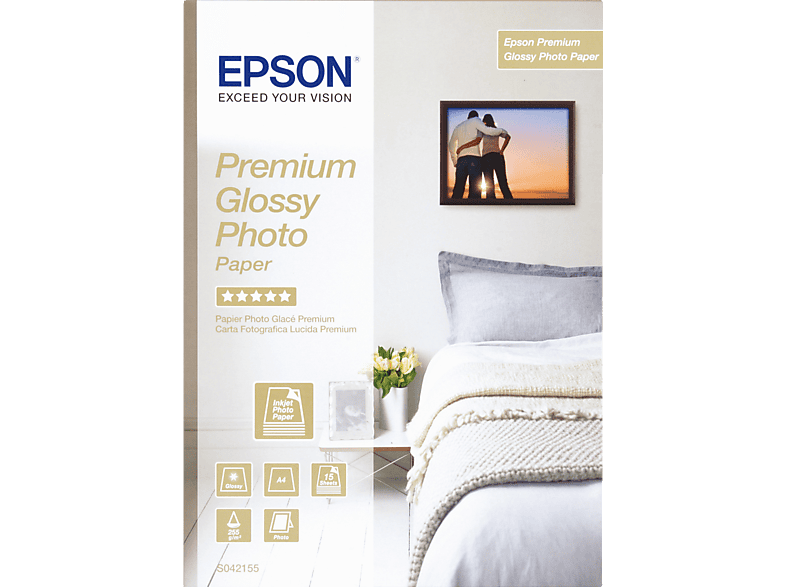 EPSON C13S042155 glänzendes Premium Einzelblattpapier 210 x 297 mm A4 15 Blatt