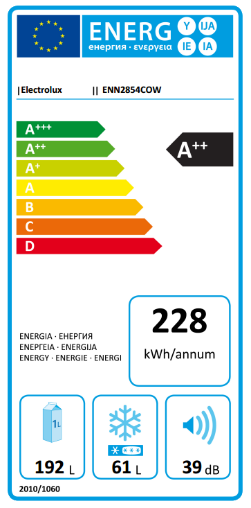 ELECTROLUX ENN2854COW Beépíthető kombinált hűtőszekrény, NoFrost, 178 cm, A++