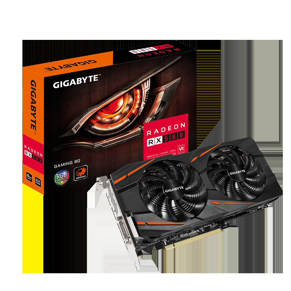 GIGABYTE Radeon RX 580 Gaming 8 GB (GV-RX580GAMING-8GD) (AMD, Grafikkarte)