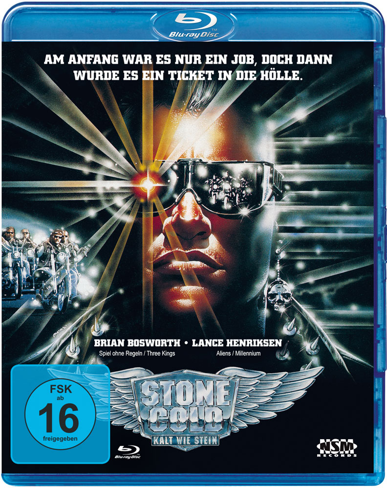 DVD-Cover mit Mann mit Sonnenbrille, Titel "Stone Cold" und Rating.