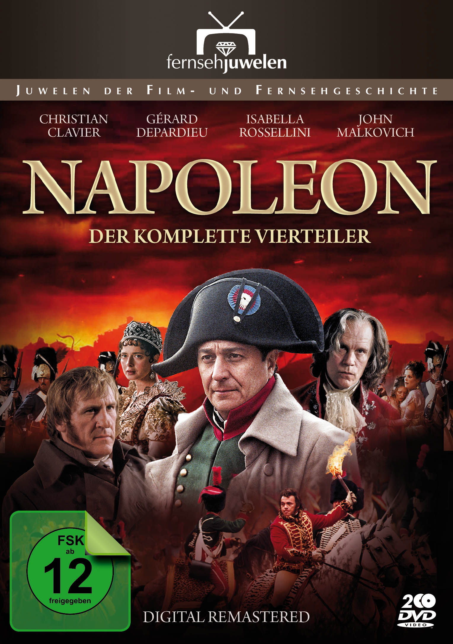 DVD-Hülle für Napoleon. Zeigt Schauspieler in historischen Kostümen mit großem Titeltext oben.