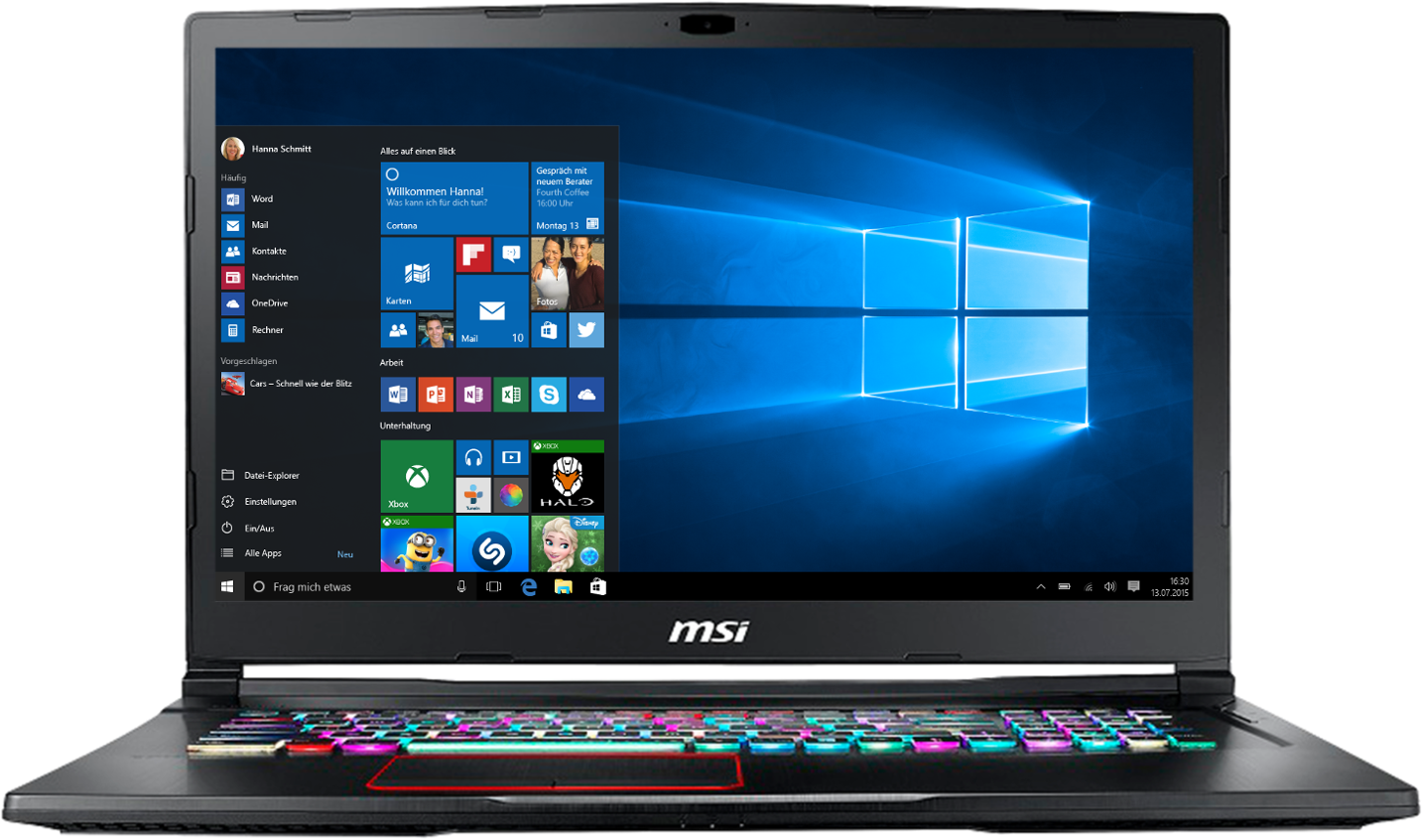 MSI Gaming Notebook GE73VR 7RF-042DE Raider (0017C1-042) Gaming-Notebook, 17,3 Zoll, Full-HD, Intel® Core™ i7-7700HQ Prozessor
(6M Cache, bis zu 3.80 GHz), 16 GB, 1000 GB HDD + 256 GB SSD