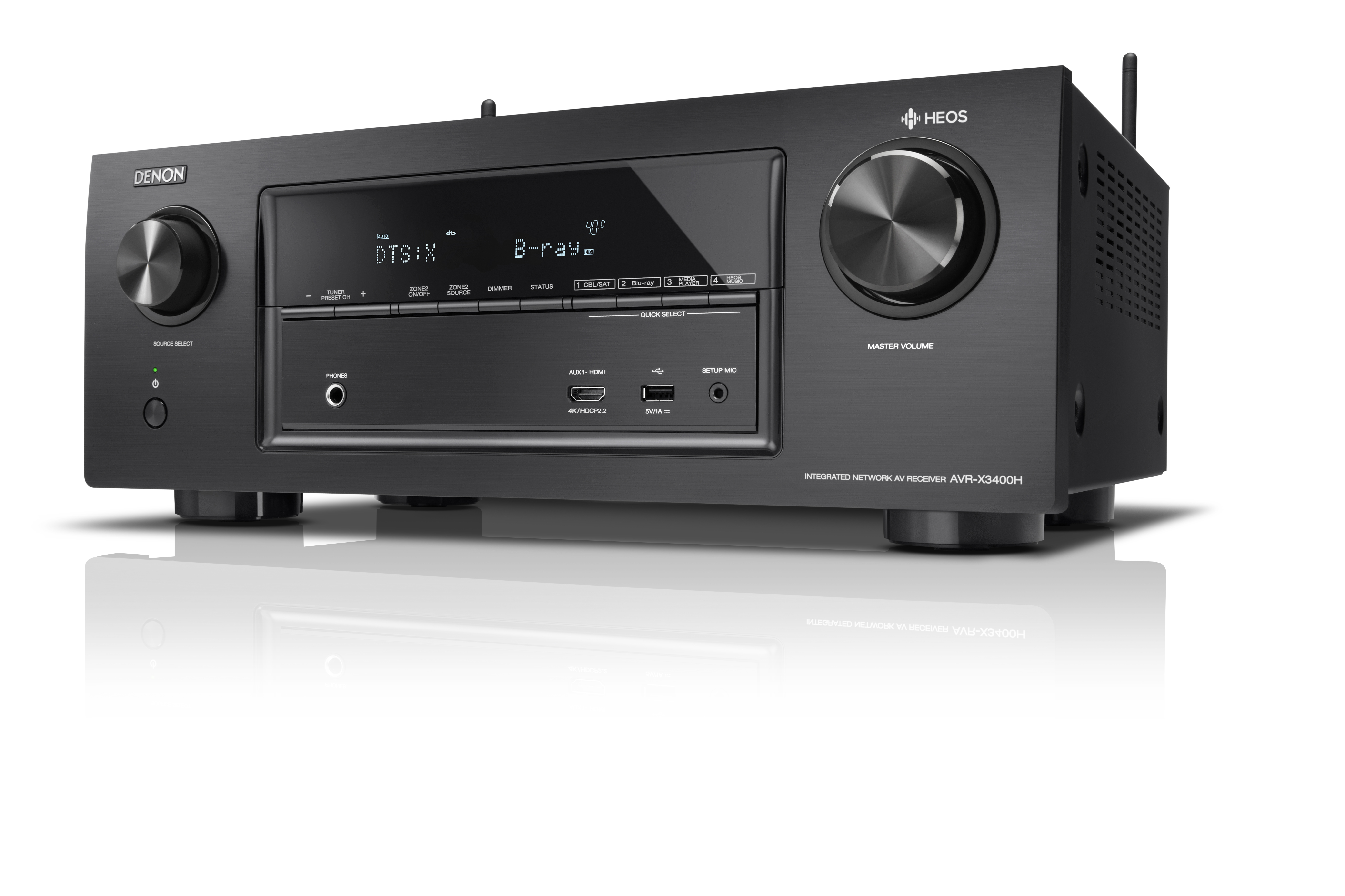 DENON AVR-X3400H  AV-Receiver (7.2 Kanäle, 180 Watt pro Kanal, Schwarz)