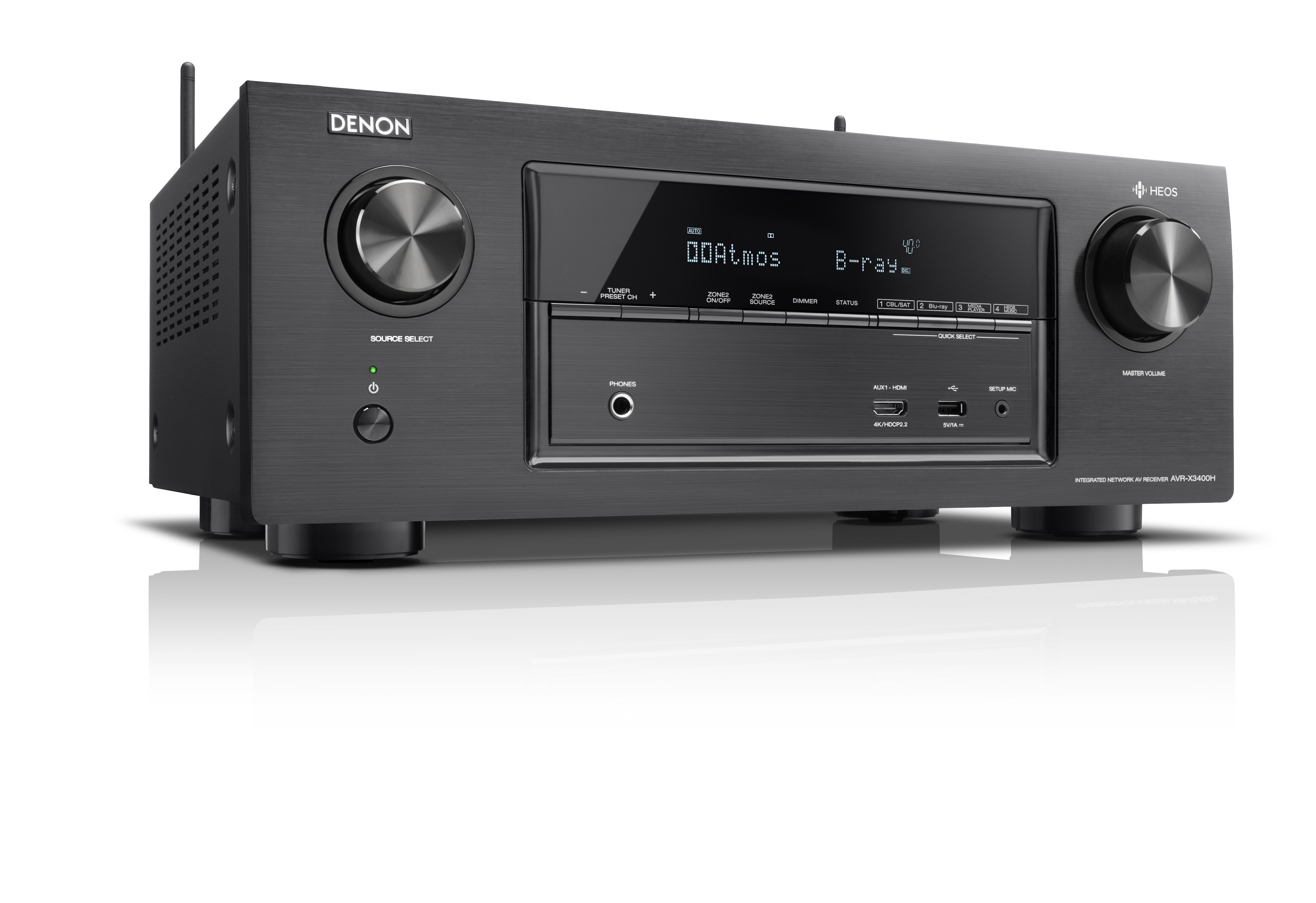 DENON AVR-X3400H  AV-Receiver (7.2 Kanäle, 180 Watt pro Kanal, Schwarz)