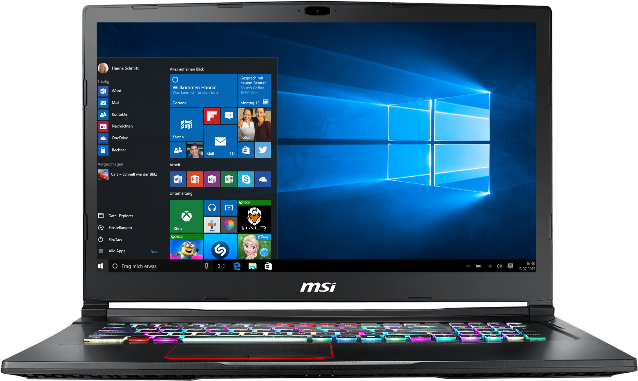 MSI Gaming Notebook GE73 7RD-016DE Raider (0017C3-016) Gaming Notebook, 17,3 Zoll, Full-HD, Intel® Core™ i7-7700HQ Prozessor
(6M Cache, bis zu 3.80 GHz), 16 GB, 1000 GB HDD + 256 GB SSD