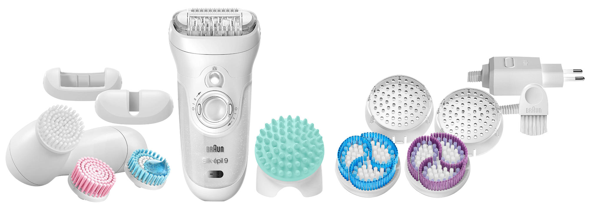 Depiladora - Braun Silk-épil 9 SkinSpa 9-969V, Seco y húmedo, 2 velocidades, 12 accesorios