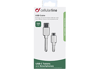 CELLULARLINE cellularline Cable USB Type-C - 1.2 m - Bianco - Cavo di ricarica e trasmissione dati (Bianco)