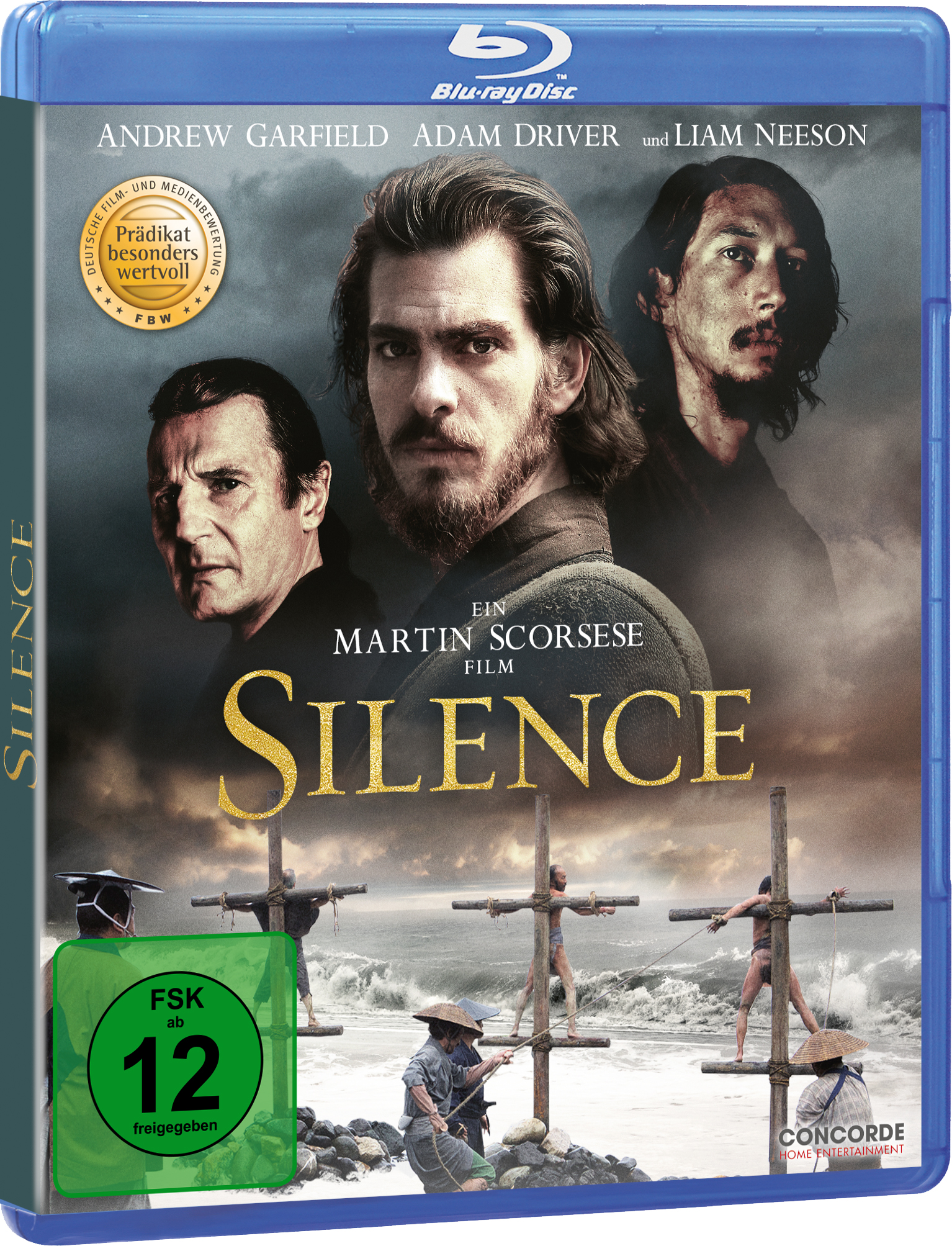 Blu-ray-Cover mit Gesichtern von drei Männern. Text und ein grünes Label. Blauer Hintergrund.
