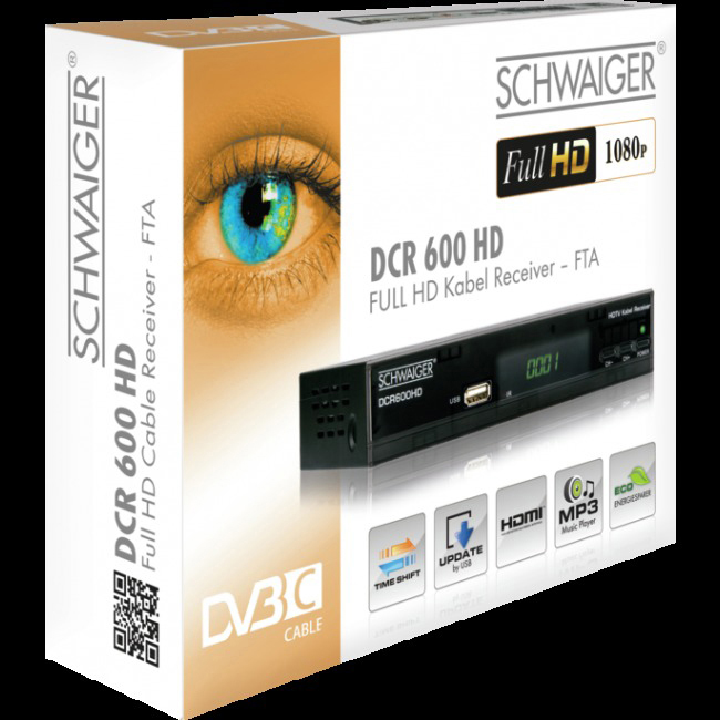 SCHWAIGER DCR600HD Kabel-Receiver (HDTV, DVB-C, Schwarz)