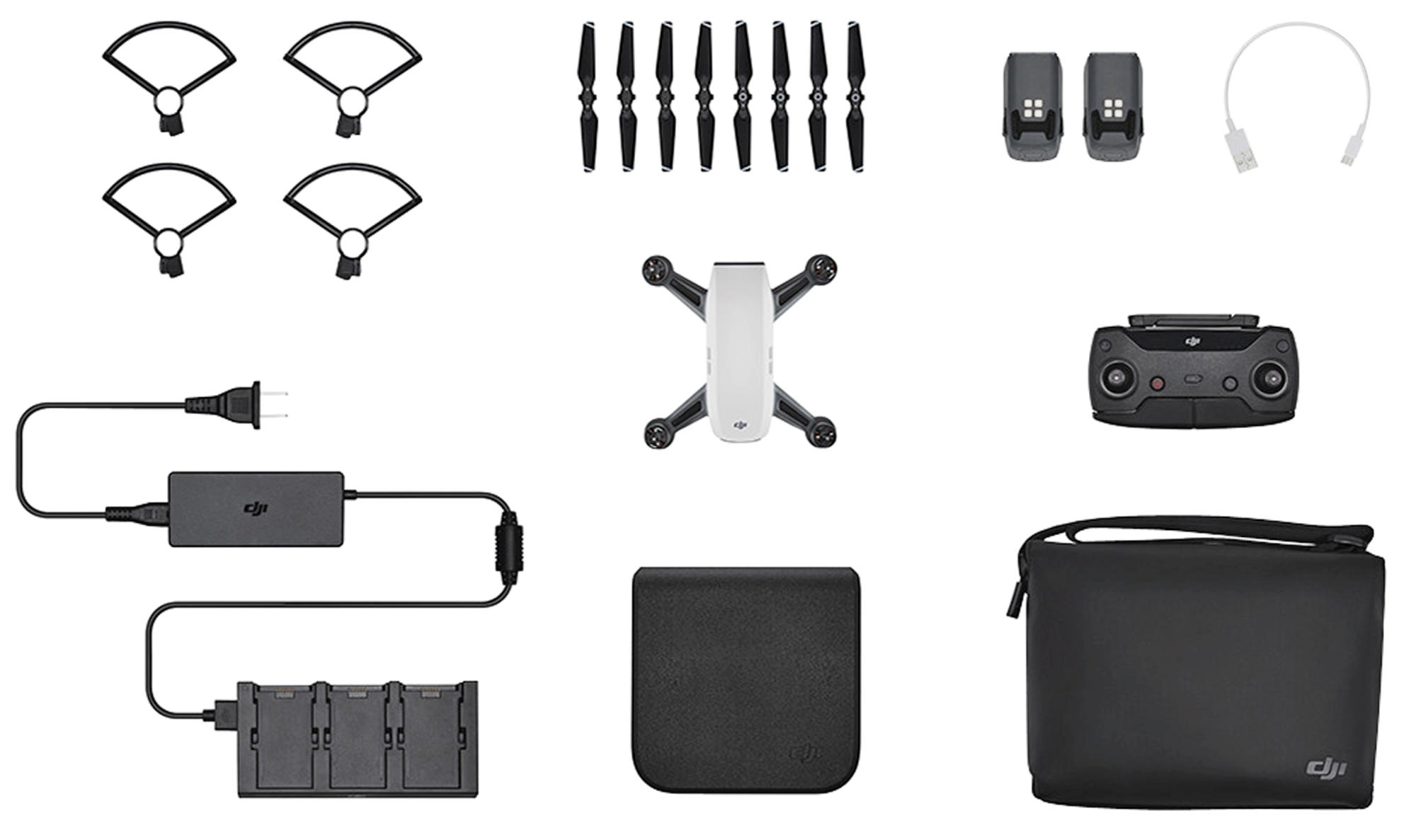 Mini Dron - DJI SPARK Fly More Combo, 12 Mpx, WiFi, 16 minutos, 20Km/h, gran angular F/2.6, Blanco