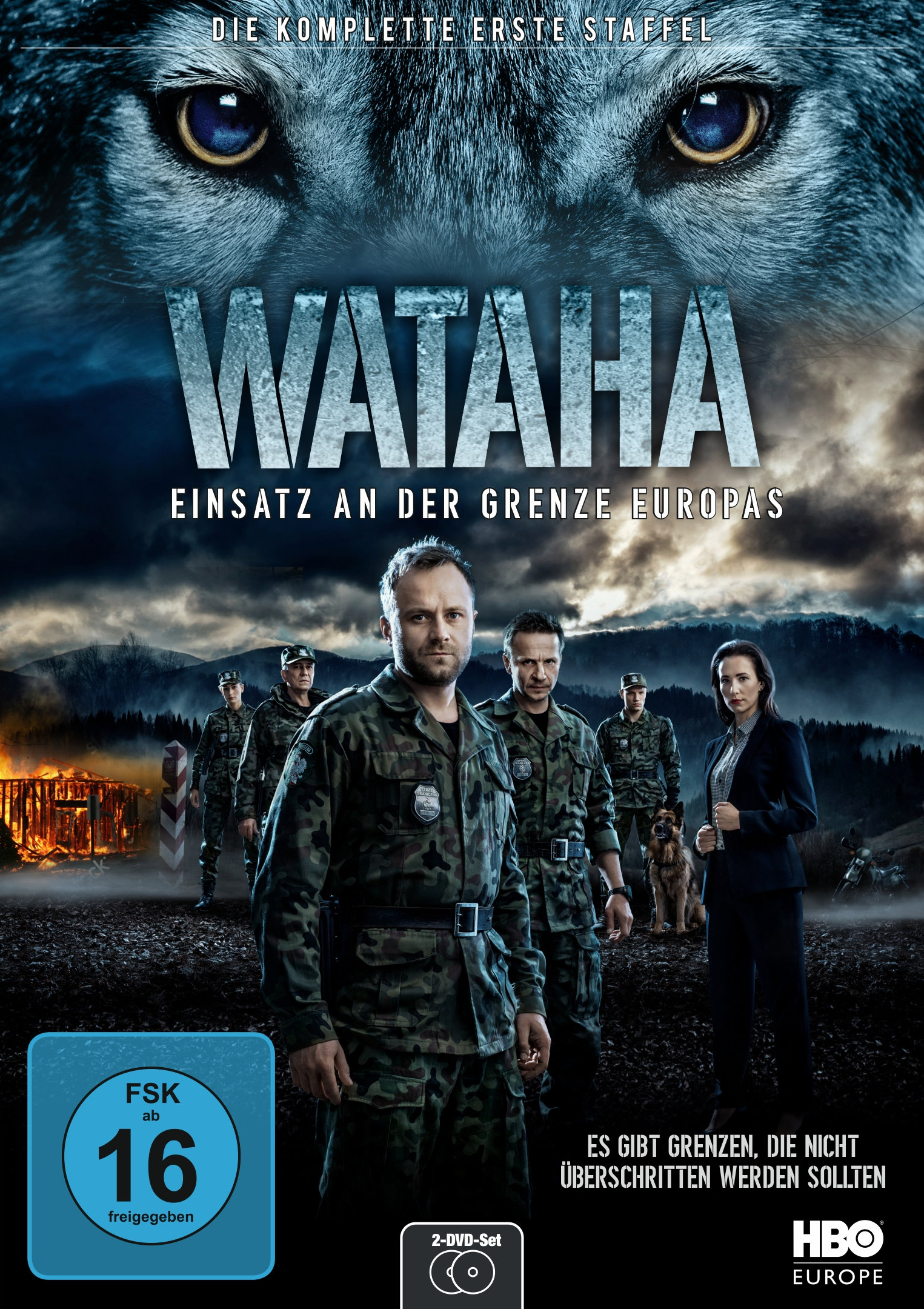 DVD-Cover von 'Wataha'. Augen eines Wolfes und Gesichter von Soldaten sind sichtbar.