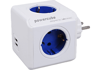 ALLOCACOC 1202BL/OUPC PowerCube Original Elosztó, 4 dugalj + 2 USB csatlakozó, kék