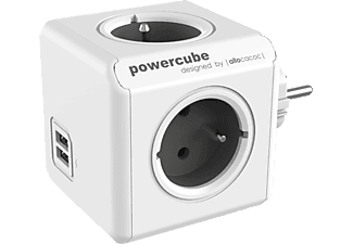 ALLOCACOC 1202GY/OUPC PowerCube Original Elosztó, 4 dugalj + 2 USB csatlakozó, szürke