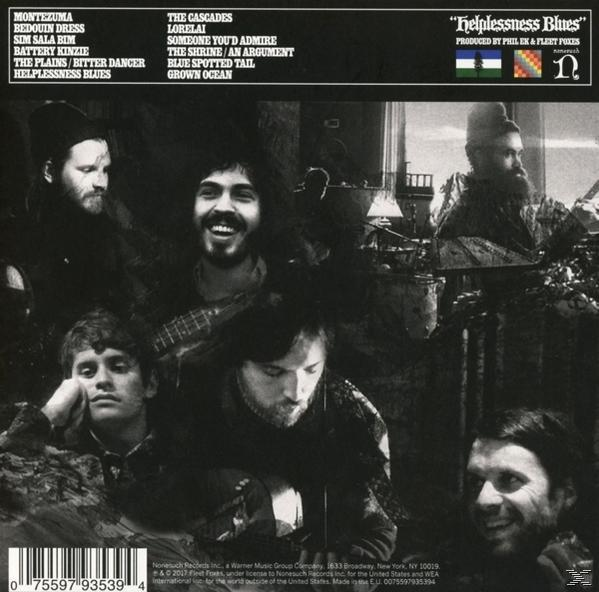 Rückseite einer CD mit Titelliste und Bildern einer Band.