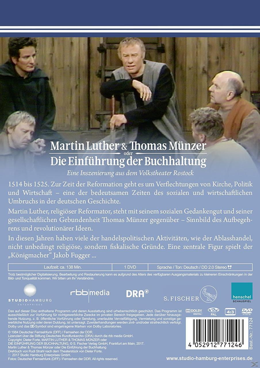 Rückseite einer DVD-Hülle mit deutschem Text über Martin Luther. Enthält Titel und Schauspieler. Hat ein Studio-Logo unten.