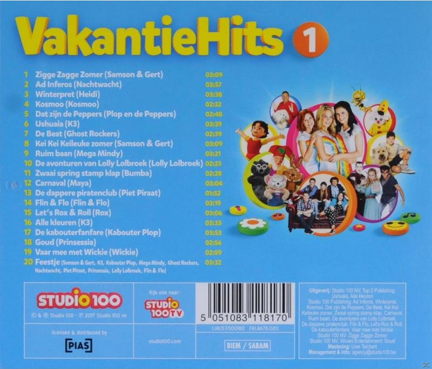 Pochette de CD avec plusieurs personnages. Texte en néerlandais,
