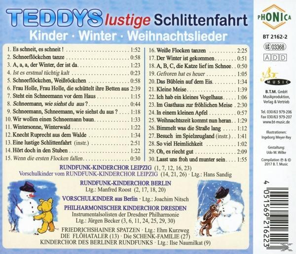 Winter,Kinder,Weihnachtslieder - Teddys lustige Schlittenfahrt  - (CD)
