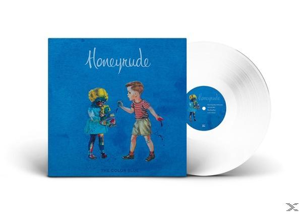 Albumcover mit blauem Hintergrund. Zwei Kinder malen sich gegenseitig an.
