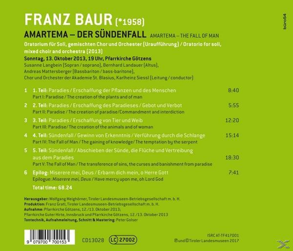 Langbein/Landauer/Siessl/Chor & Orch.St.Blasius - Amartema-Der Sündenfall  - (CD)