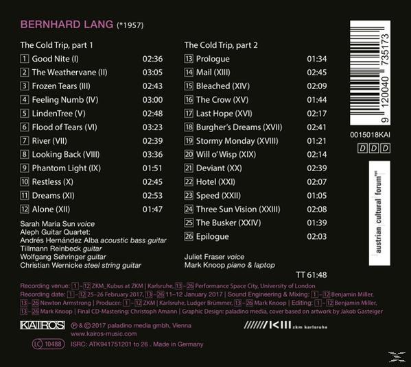 Sarah Maria Sun, Juliet Fraser, Mark Knoop, Aleph Guitar Quartet - The Cold Trip  - (CD)