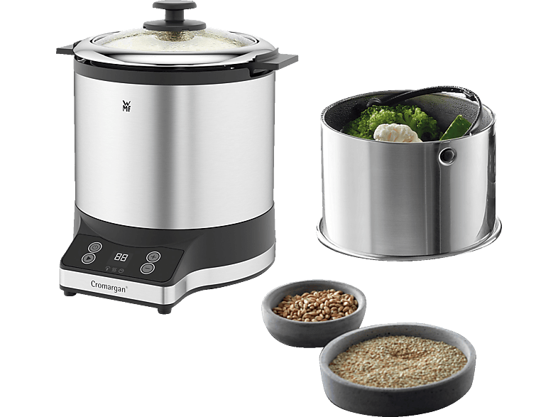 WMF KÜCHENminis® + Lunch to Go (04.1526.0011) Reiskocher (220 Watt, 1 l, Edelstahl, Schwarz)