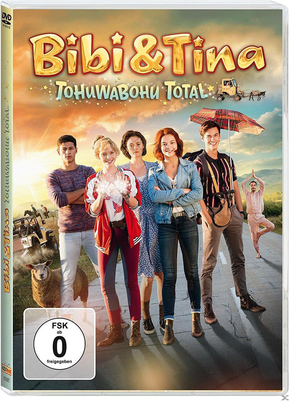 DVD-Cover mit sechs Personen. Der Titel 'Bibi & Tina' in Gold.