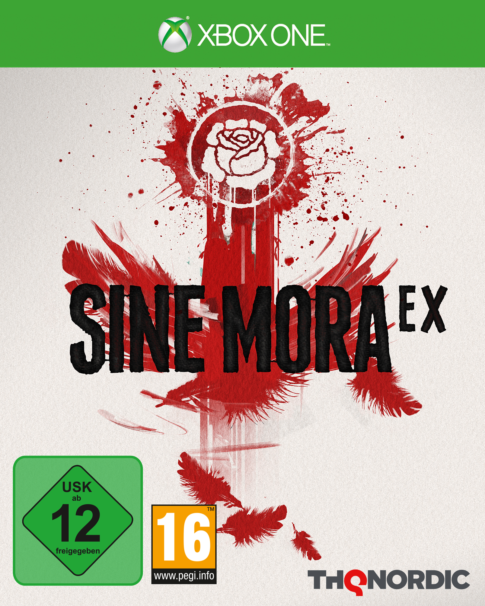 Spielecover für Sine Mora EX mit roter Rose und Blut.