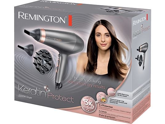 REMINGTON Keratin Protect - Sèche-cheveux (Gris/Rosé)