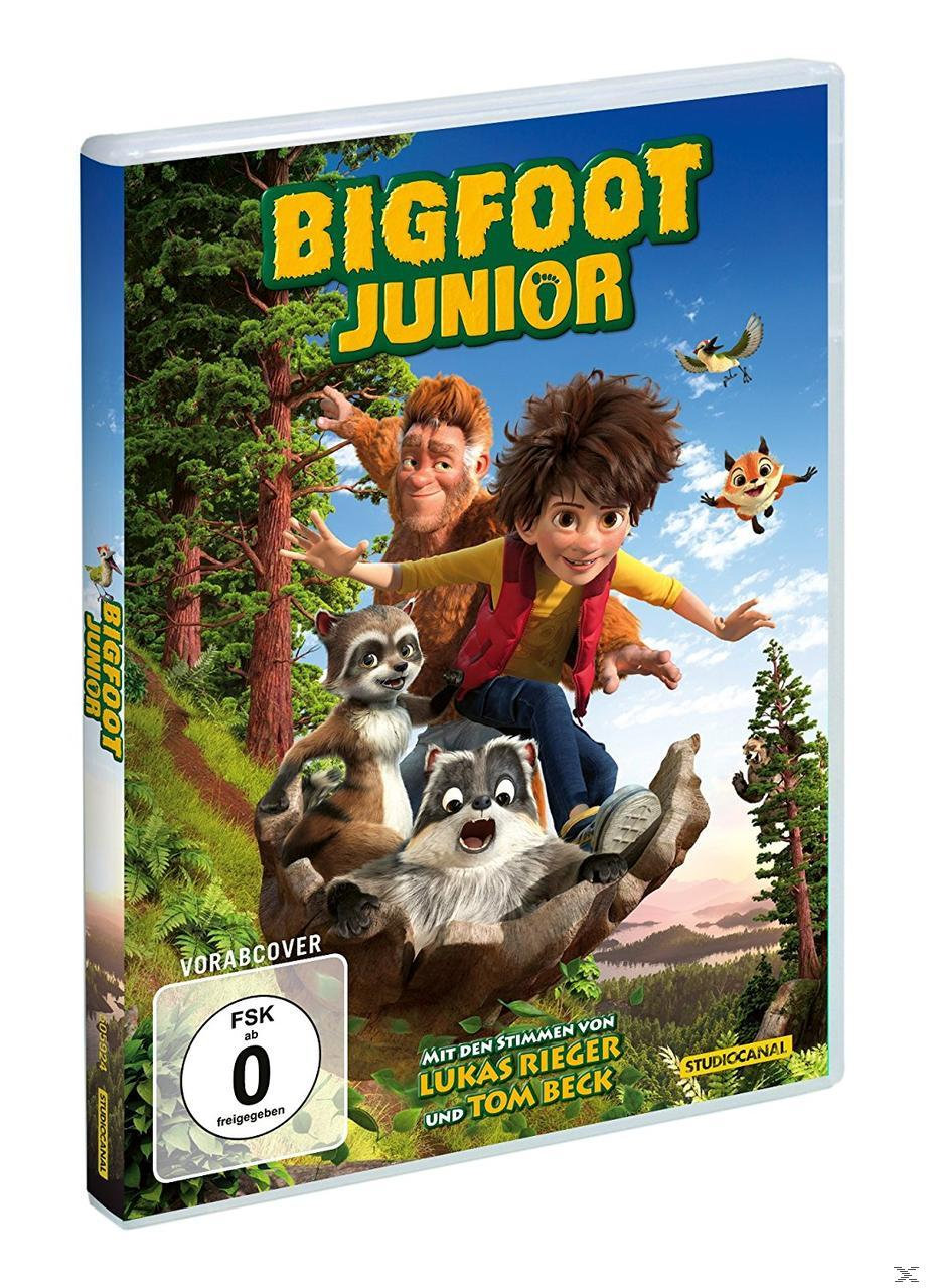 DVD-Cover: 'Bigfoot Junior', Zeichentrickfiguren, Hintergrund Wald, DVD-Hülle.