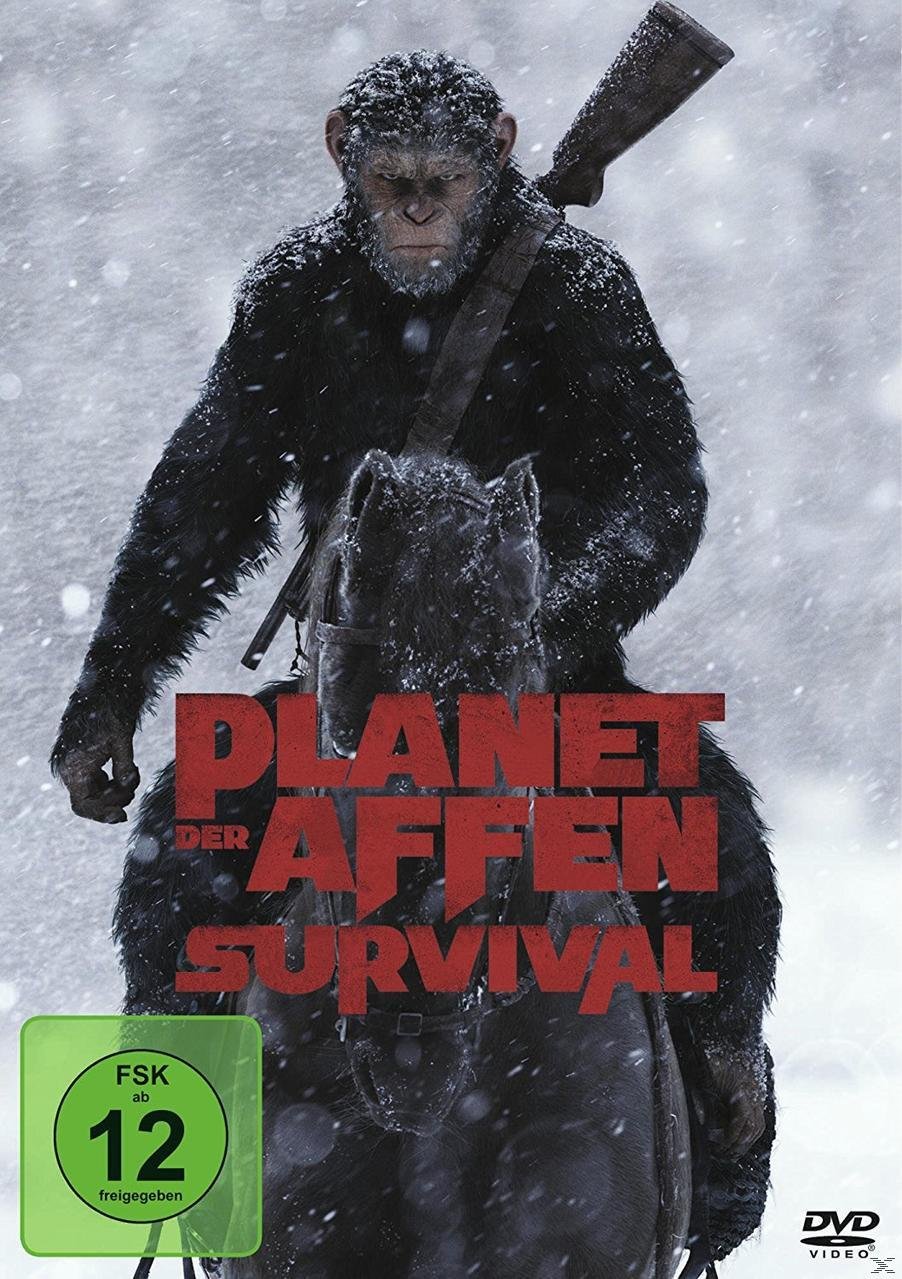 Planet der Affen Filmcover. Ein Affe reitet im Schnee auf einem Pferd. Text unten überlagert.