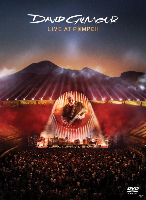 Couverture DVD de David Gilmour Live at Pompeii. Gilmour sur scène, lumières et foule.