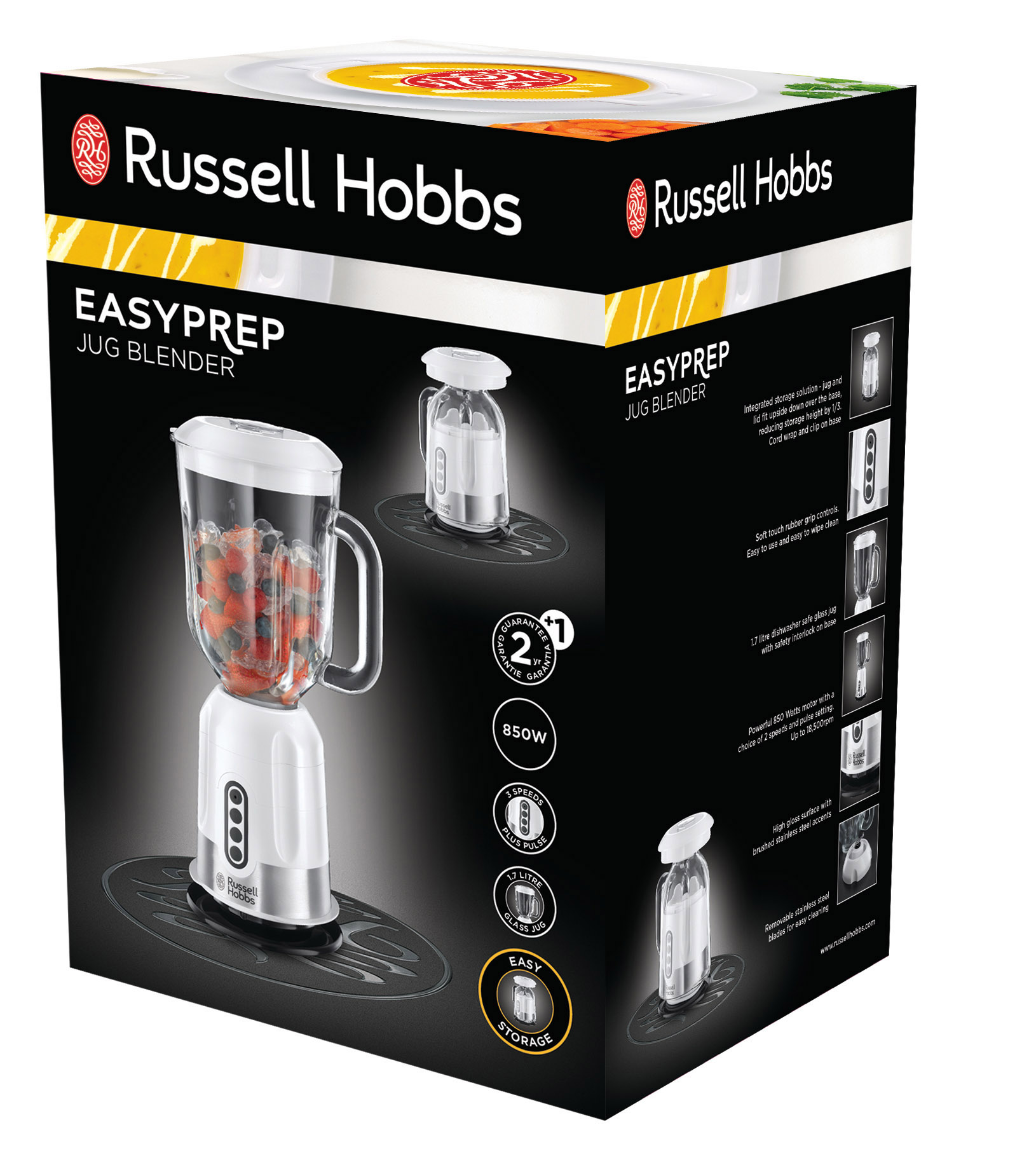 RUSSELL HOBBS 22990-56 EasyPrep Standmixer Weiß/Edelstahl/Schwarz (850 Watt, 1.7 l)