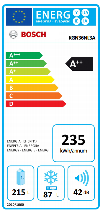 BOSCH KGN36NL3A kombinált hűtőszekrény