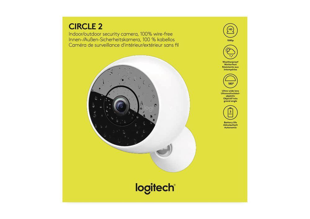 LOGITECH Überwachungskamera Circle 2, kabellos, Indoor/Outdoor (961-000420)  Überwachungskamera (Nachtsichtfunktion, Weiß)