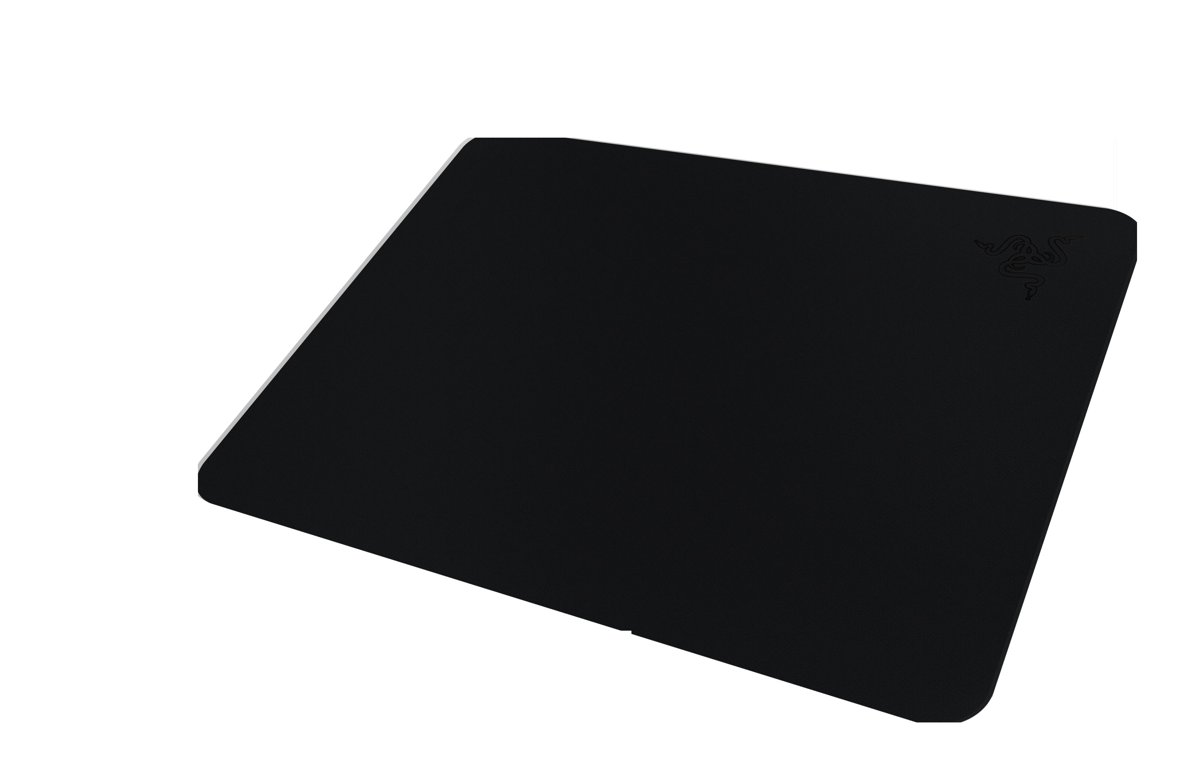 Schwarzes Razer-Mauspad auf weißer Oberfläche. Razer-Logo sichtbar.