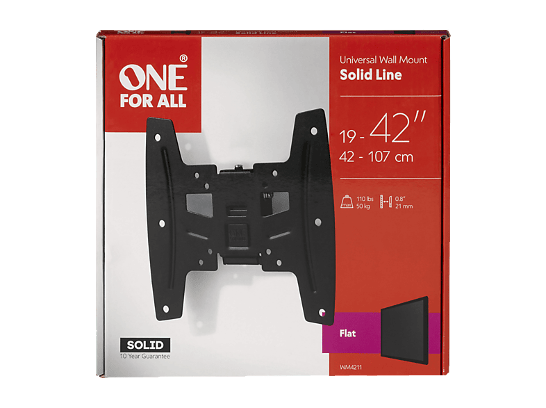 ONE FOR ALL WM 4211 Wandhalterung, max. 43 Zoll, Starr, Schwarz