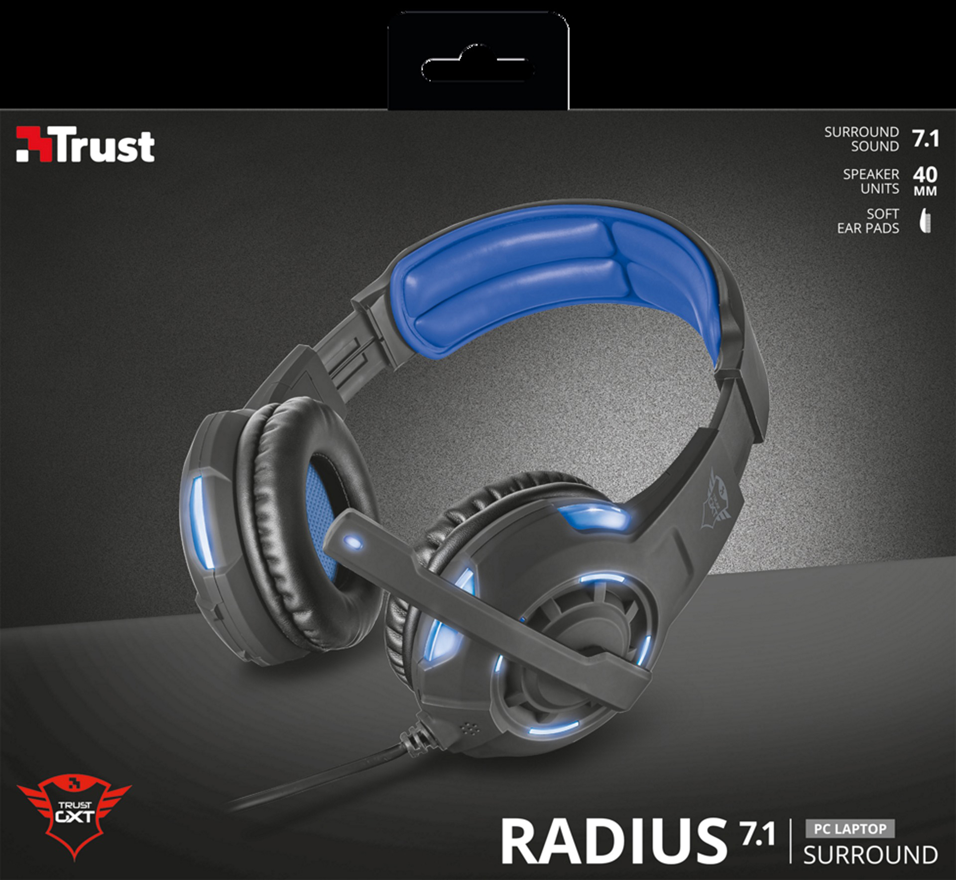 TRUST Gaming Headset GXT 350 Radius 7.1 schwarz/blau (22052)