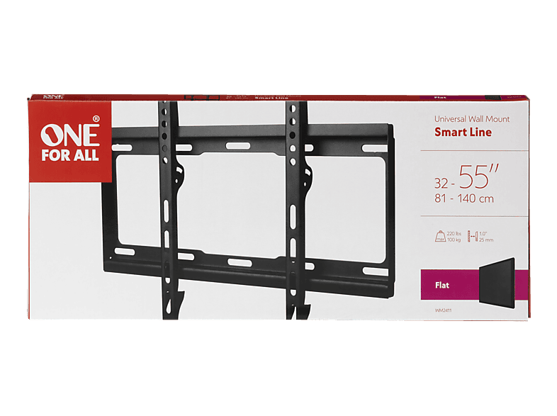 ONE FOR ALL WM 2411 Wandhalterung, max. 65 Zoll, Starr, Schwarz