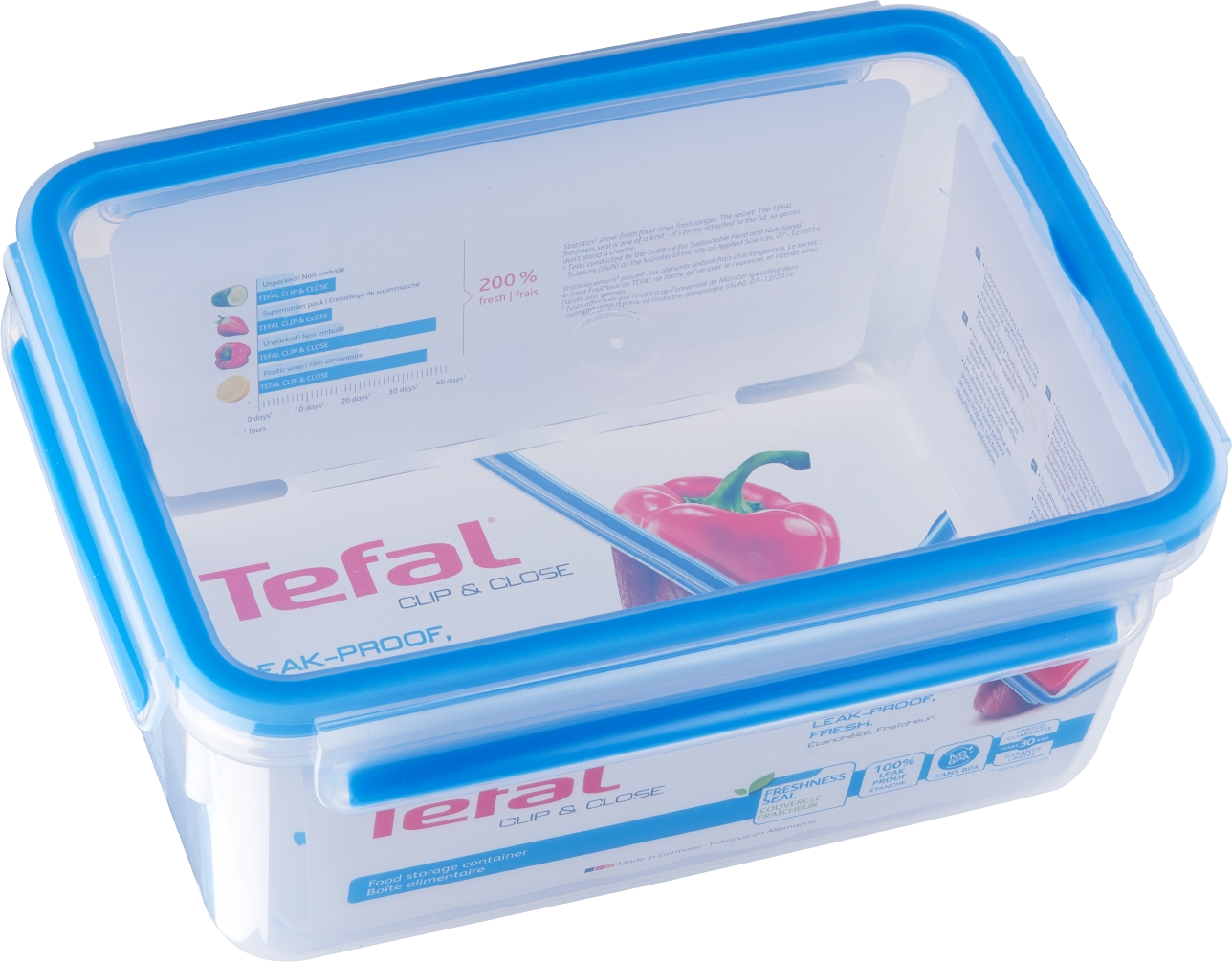 TEFAL K3021512 CLIP&CLOSE négyszögletű tároló 2.3L