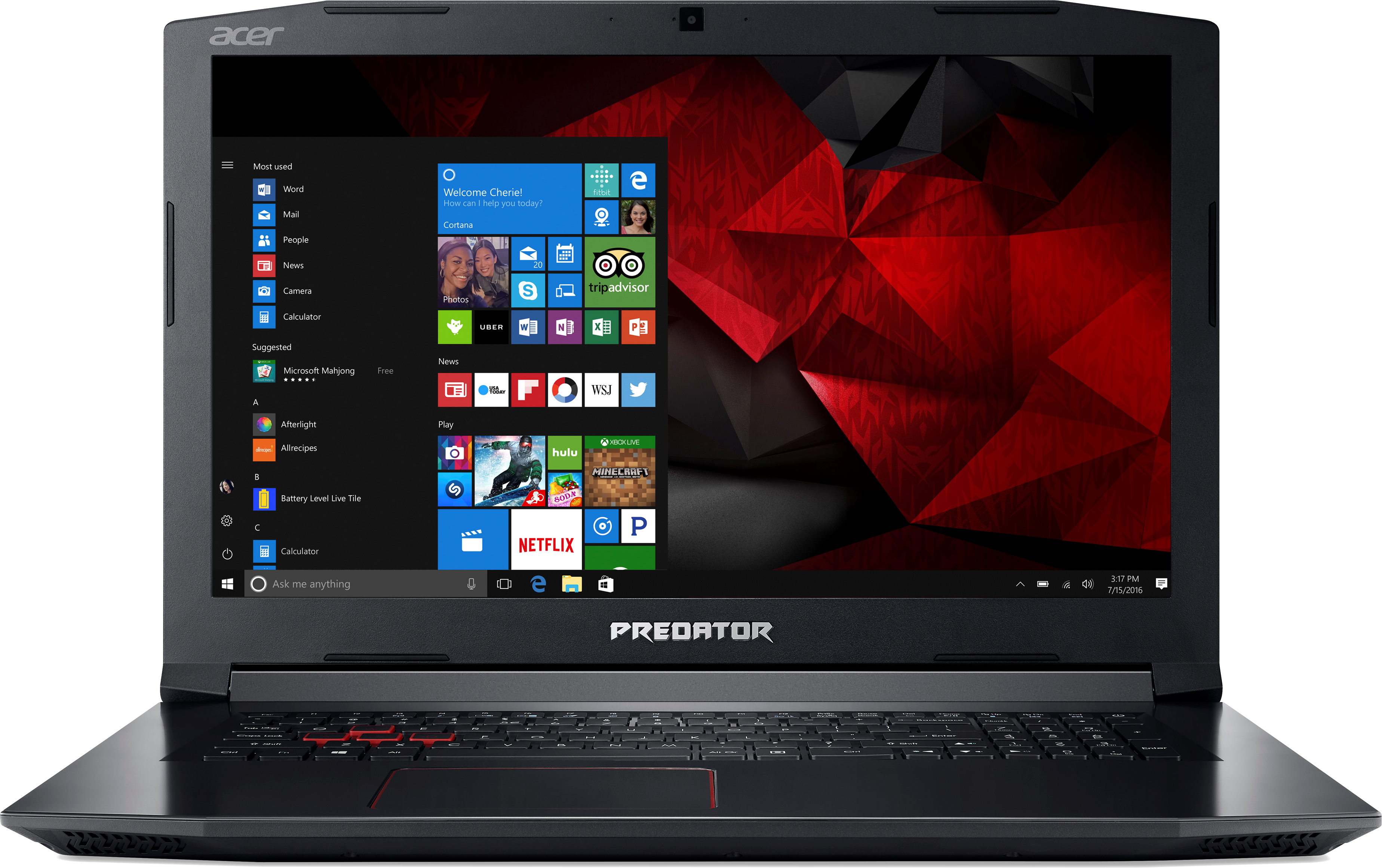 ACER Gaming Notebook Predator Helios 300 PH317-52-77G3 (NH.Q3DEV.002) - (Ausstellungsstück) Gaming Notebook, 17,3 Zoll, Full-HD, Intel® Core™ i7-8750H Prozessor
(9M Cache, bis zu 4.10 GHz), 16 GB, 1000 GB HDD + 128 GB SSD