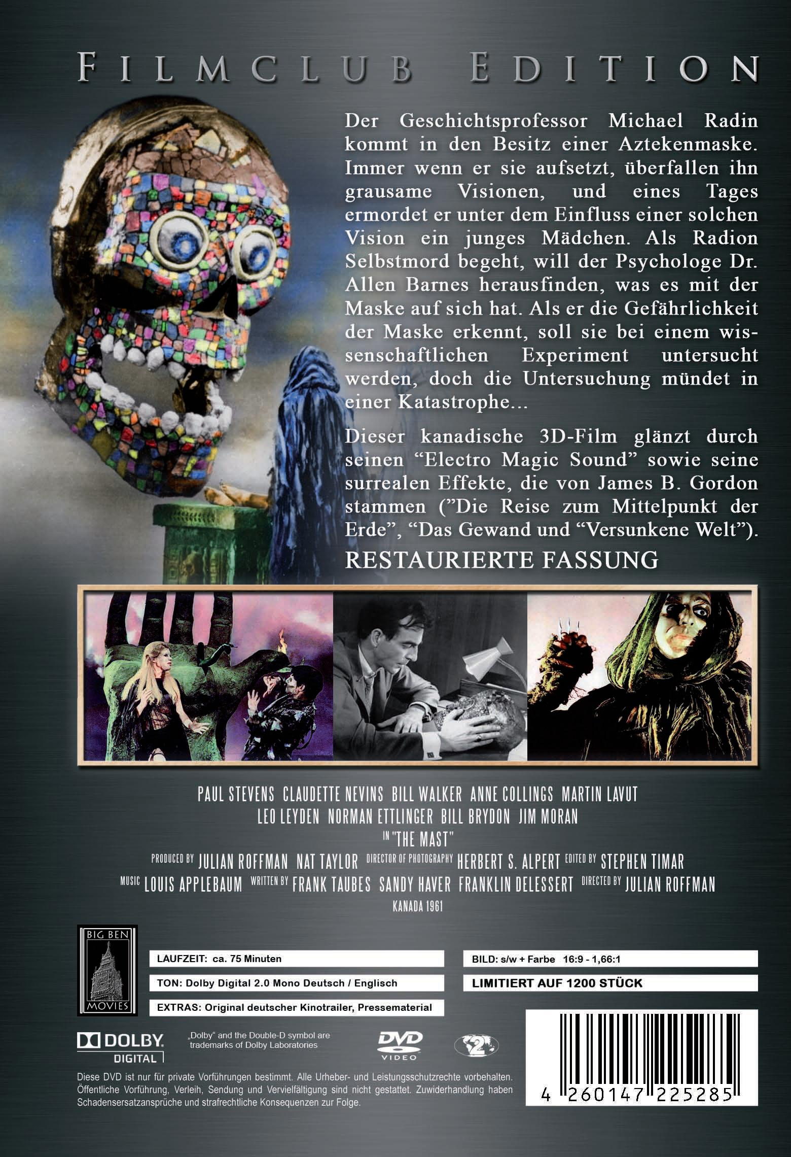 Film-DVD-Cover mit einer Person mit Totenkopfmaske. Titel: The Mask.