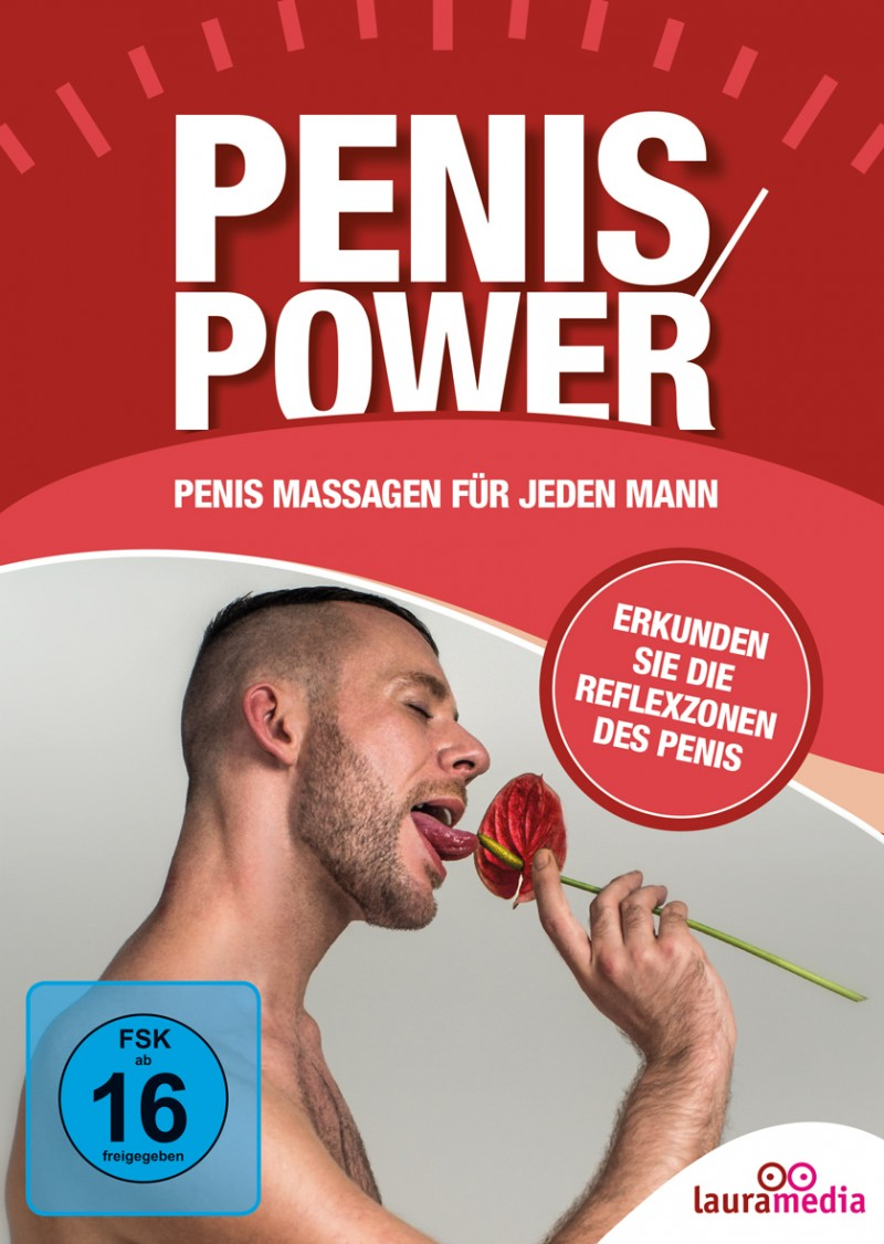 DVD-Cover: ein Mann mit einer Blume im Mund, Text 'PENIS POWER' und verwandte Informationen.