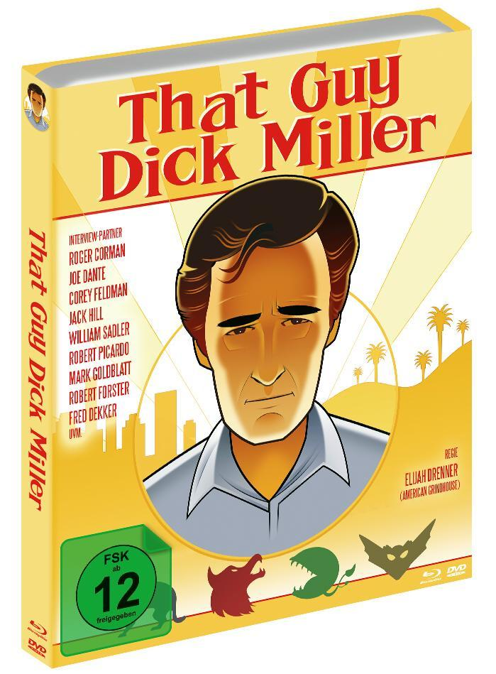 DVD-Hülle für 'That Guy Dick Miller' mit einem Cartoon-Porträt eines Mannes.