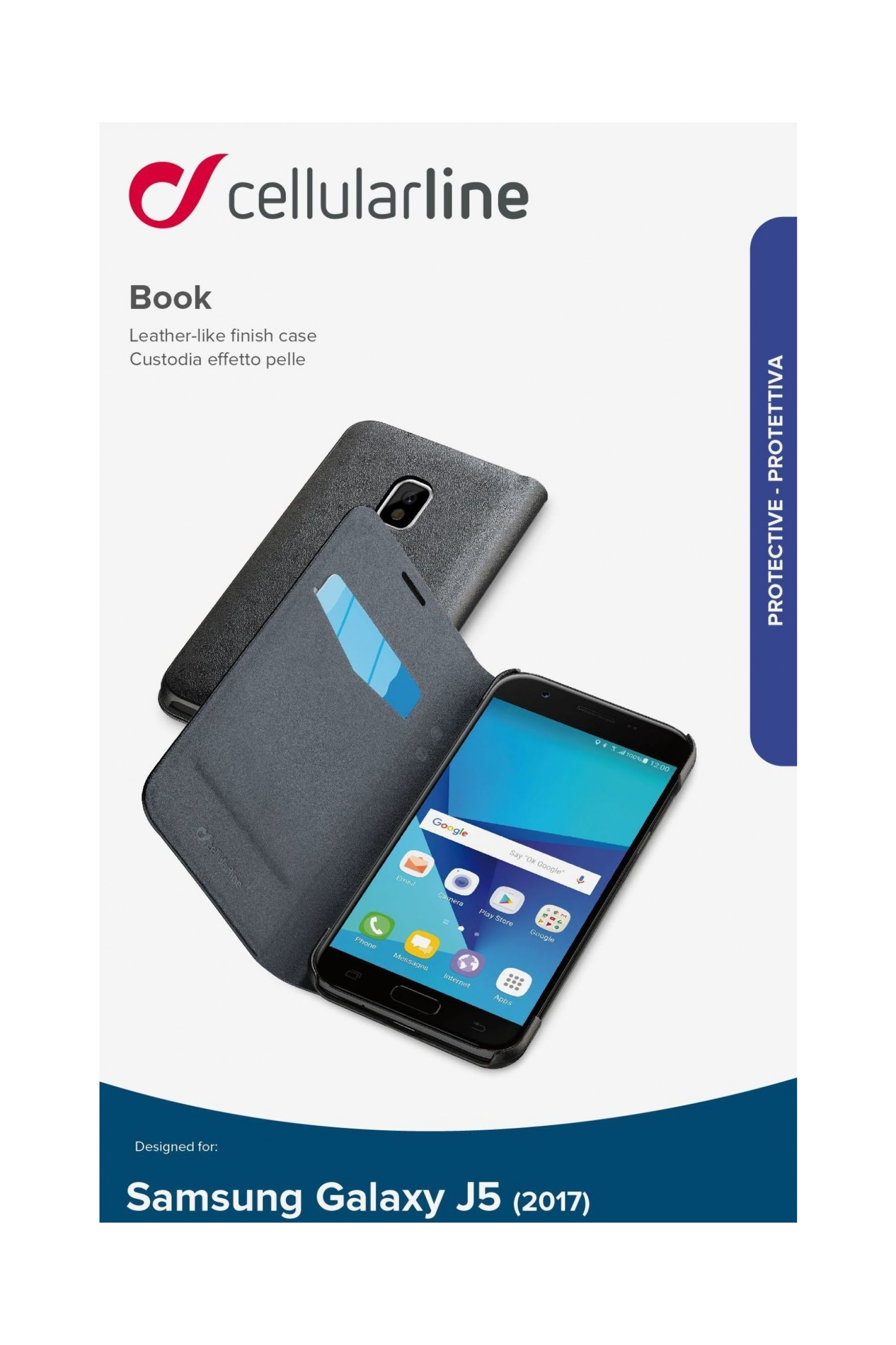 CELLULAR-LINE Book Essential Flipcover voor Samsung Galaxy J5 (2017) Zwart