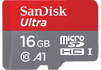 SANDISK microSDXC 16Go+AD - Carte mémoire  (16 GB, 98 MB/s, Gris/Rouge)