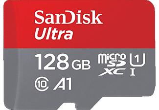 SANDISK microSDHC ULTRA 128GB+AD - Speicherkarte  (128 GB, 100 MB/s, Grau/Rot)